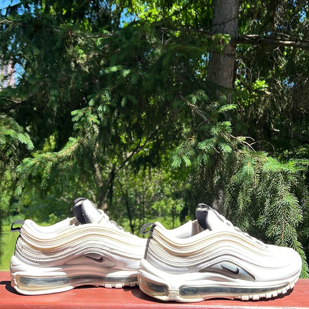 Nike Women’s Air Max 97 Sneakers in White and Light Gray.